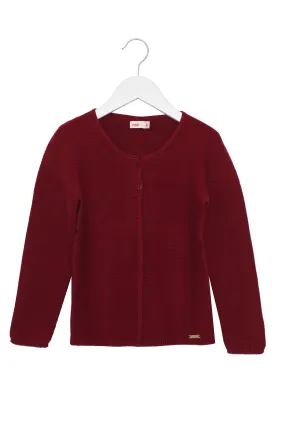 100% Cotton Cardigan - Wine