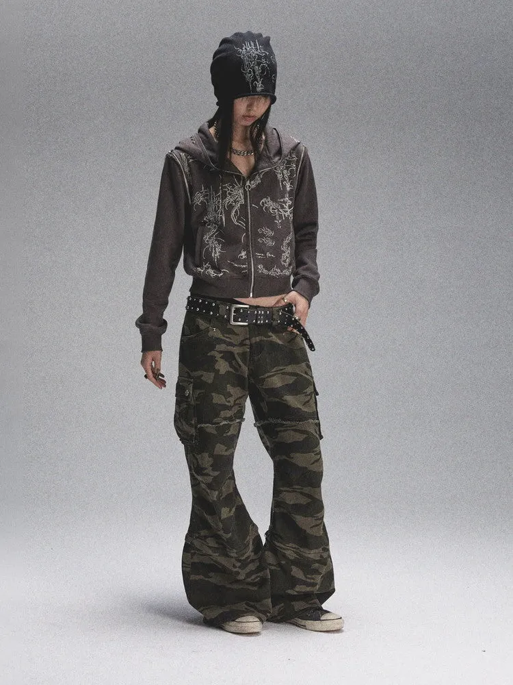 2Way No-Sleeve Hoodie Cross Punk Parka