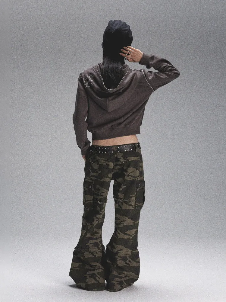 2Way No-Sleeve Hoodie Cross Punk Parka