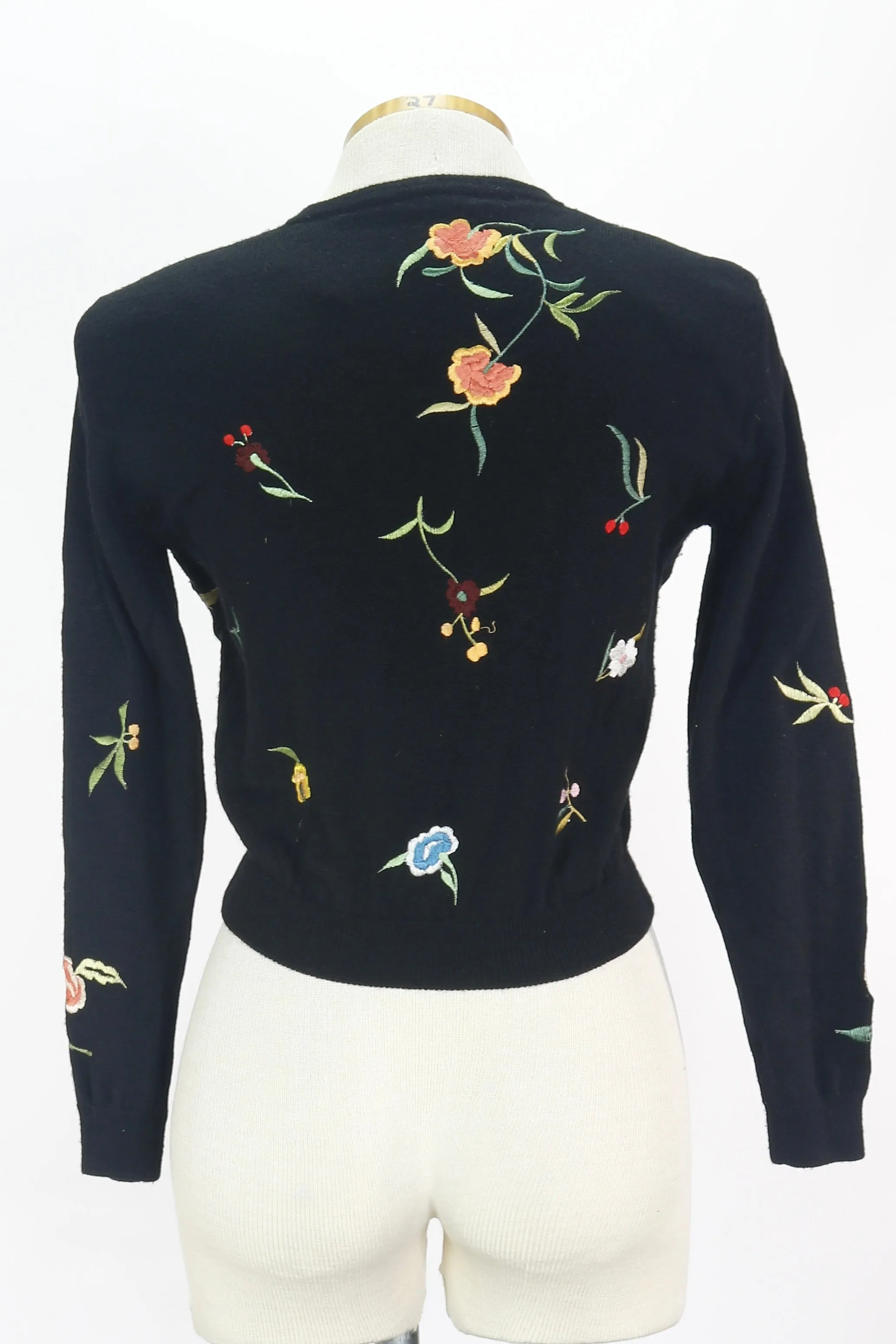 80s Norma Kamali Floral Cardigan      S