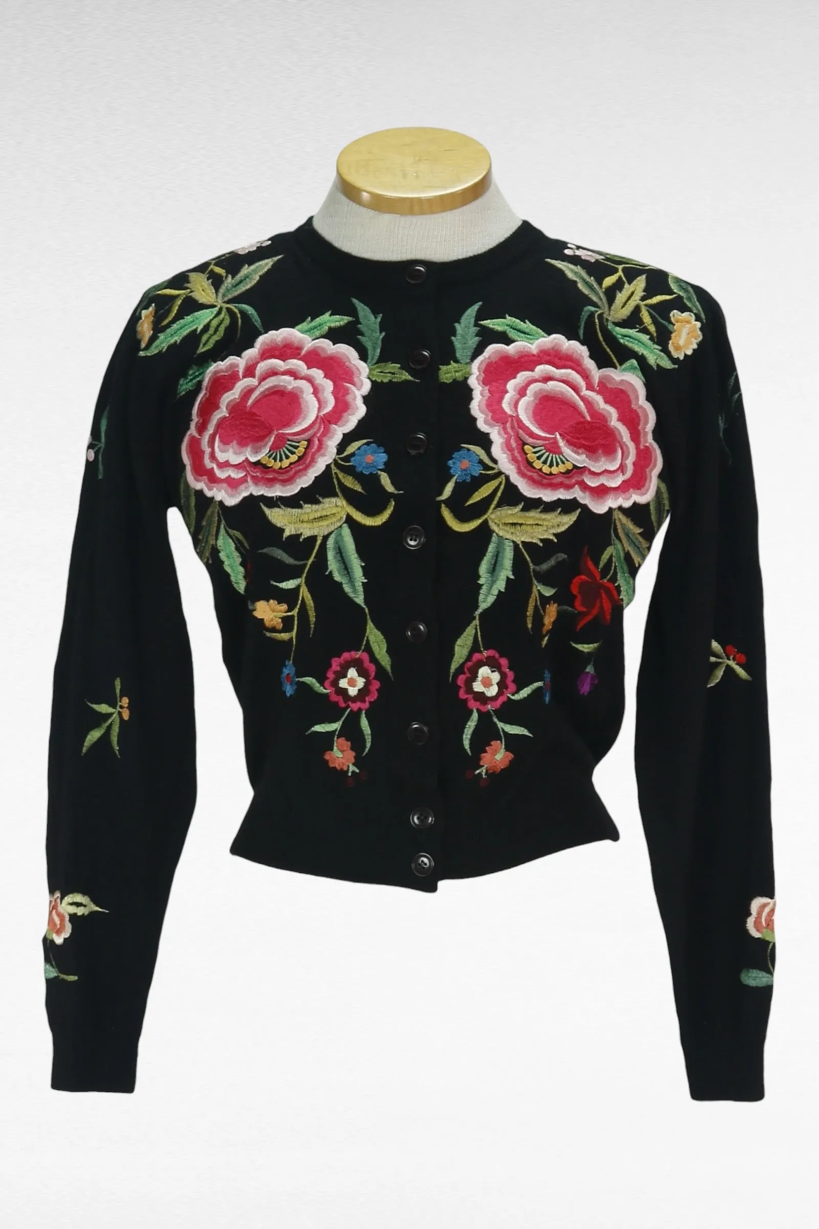 80s Norma Kamali Floral Cardigan      S