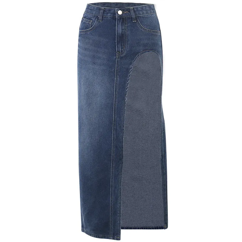 A Fashion casual long denim skirt - girl season boutique