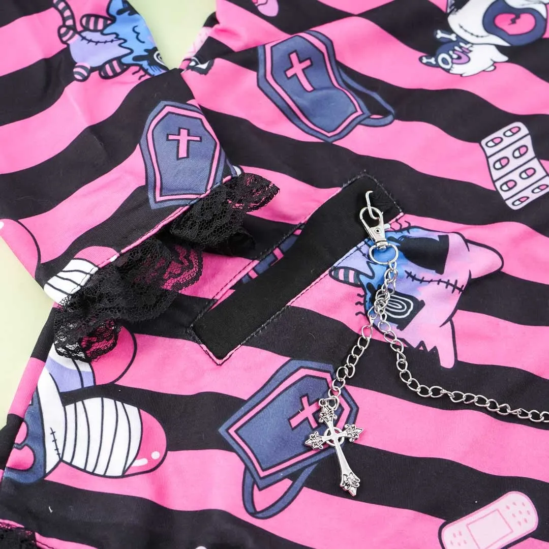 ACDC RAG Yami Kawaii Punk Menhera-chan Usamimi Parka - Black