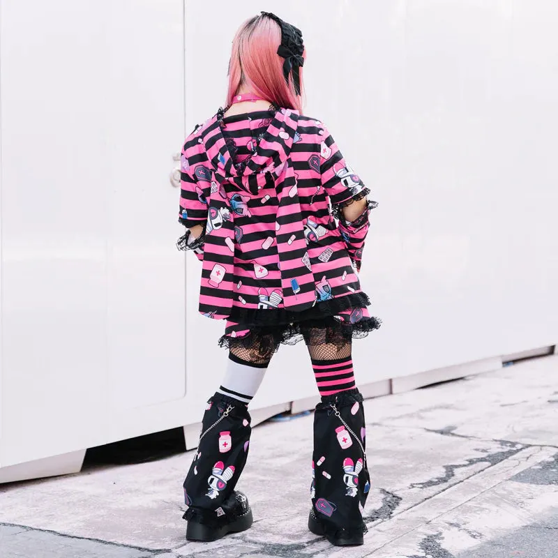 ACDC RAG Yami Kawaii Punk Menhera-chan Usamimi Parka - Black