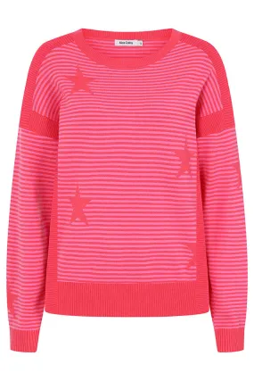 Alice Collins 033A278 Una Hot Pink Star Knit Jumper