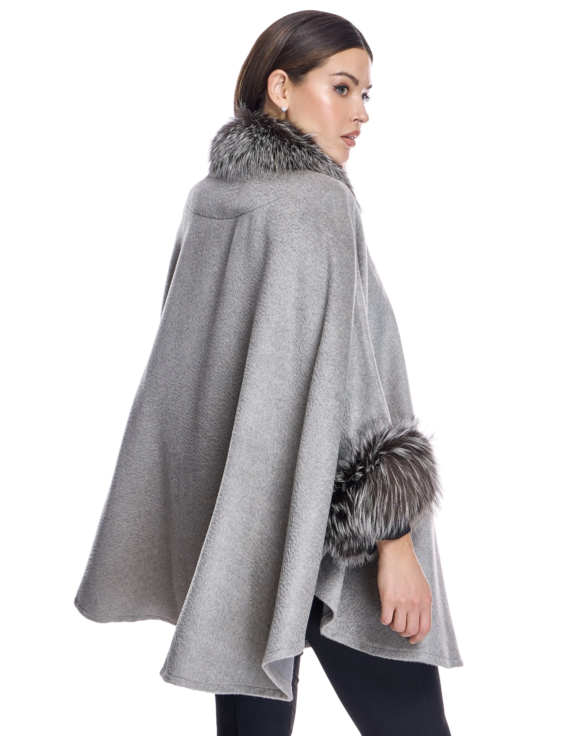 Alpaca Cape with Dyed Silver Fox