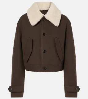 Ami Paris Shearling-trimmed virgin wool jacket