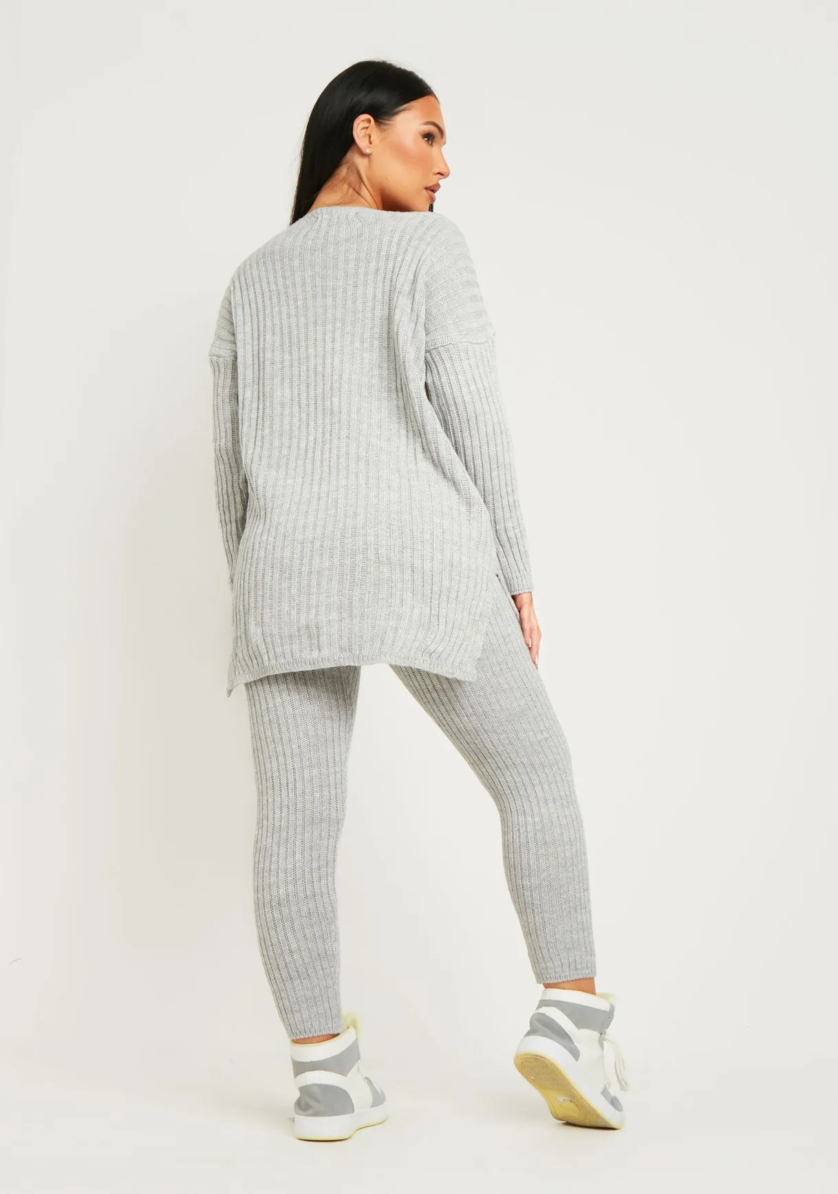 Anya Grey Knit Jumper Loungewear Set