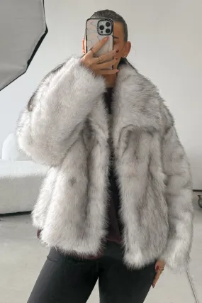 ASHA Faux Fur Jacket - White/Grey