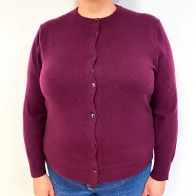 Aubergine Purple Cashmere Crew Neck Cardigan Extra Large