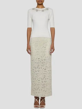 Back Slit Maxi Pencil Skirt in Ivory