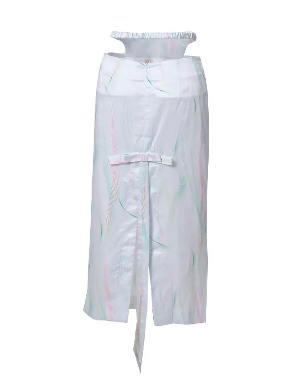 Back-slit Water-color Long Nichi Skirt