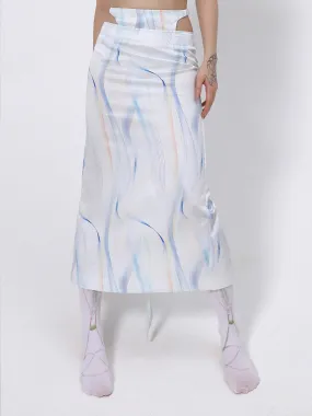 Back-slit Water-color Long Nichi Skirt