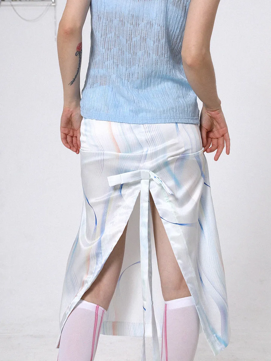 Back-slit Water-color Long Nichi Skirt