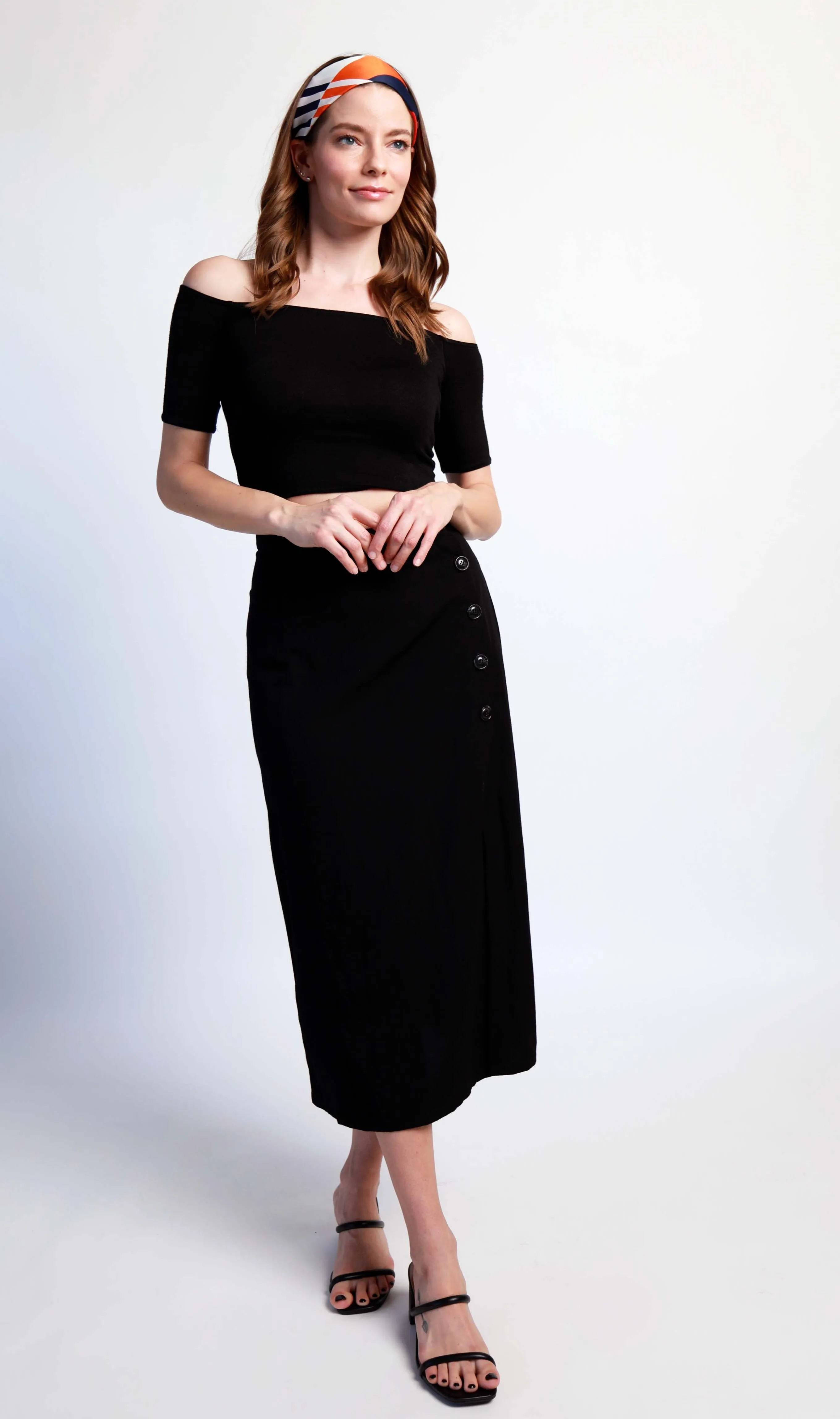 Bamboo slim midi skirt - black