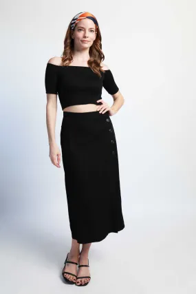 Bamboo slim midi skirt - black