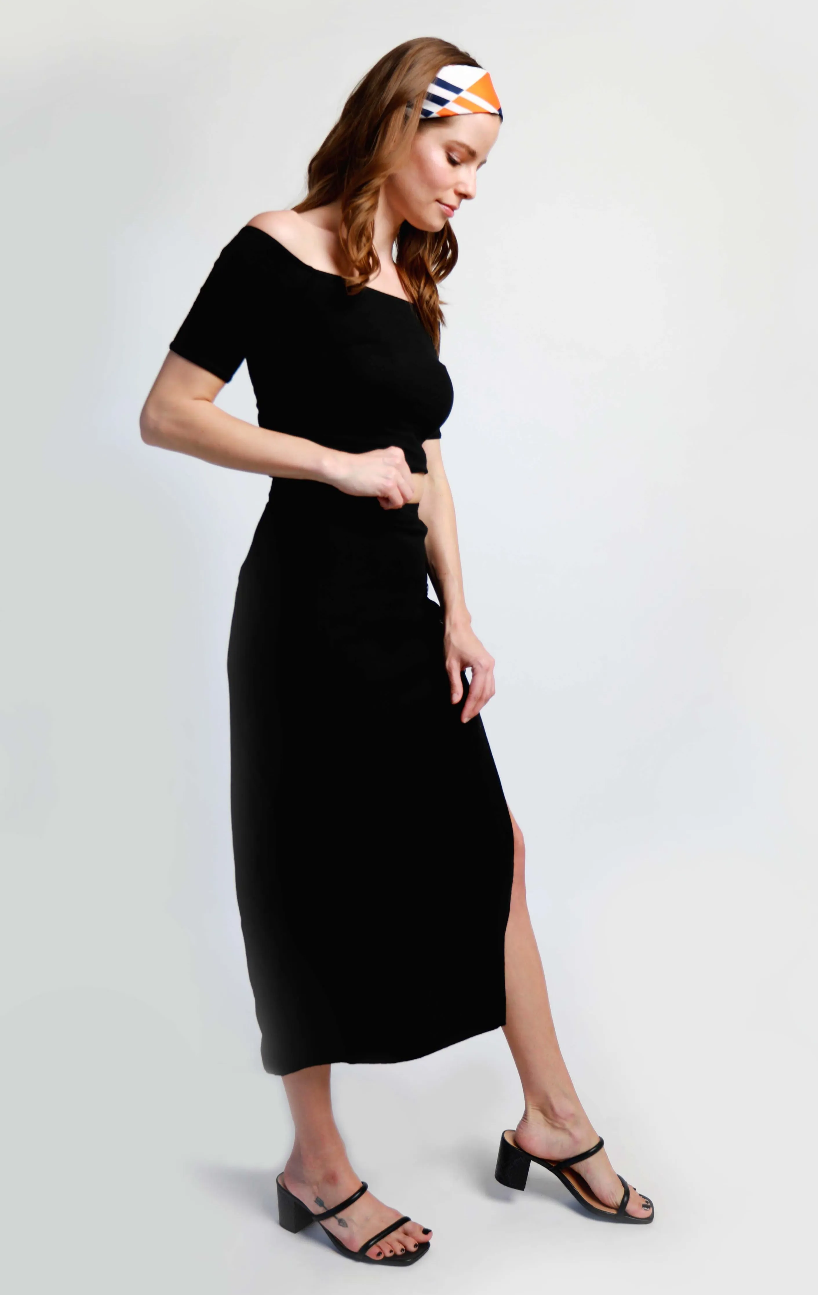 Bamboo slim midi skirt - black
