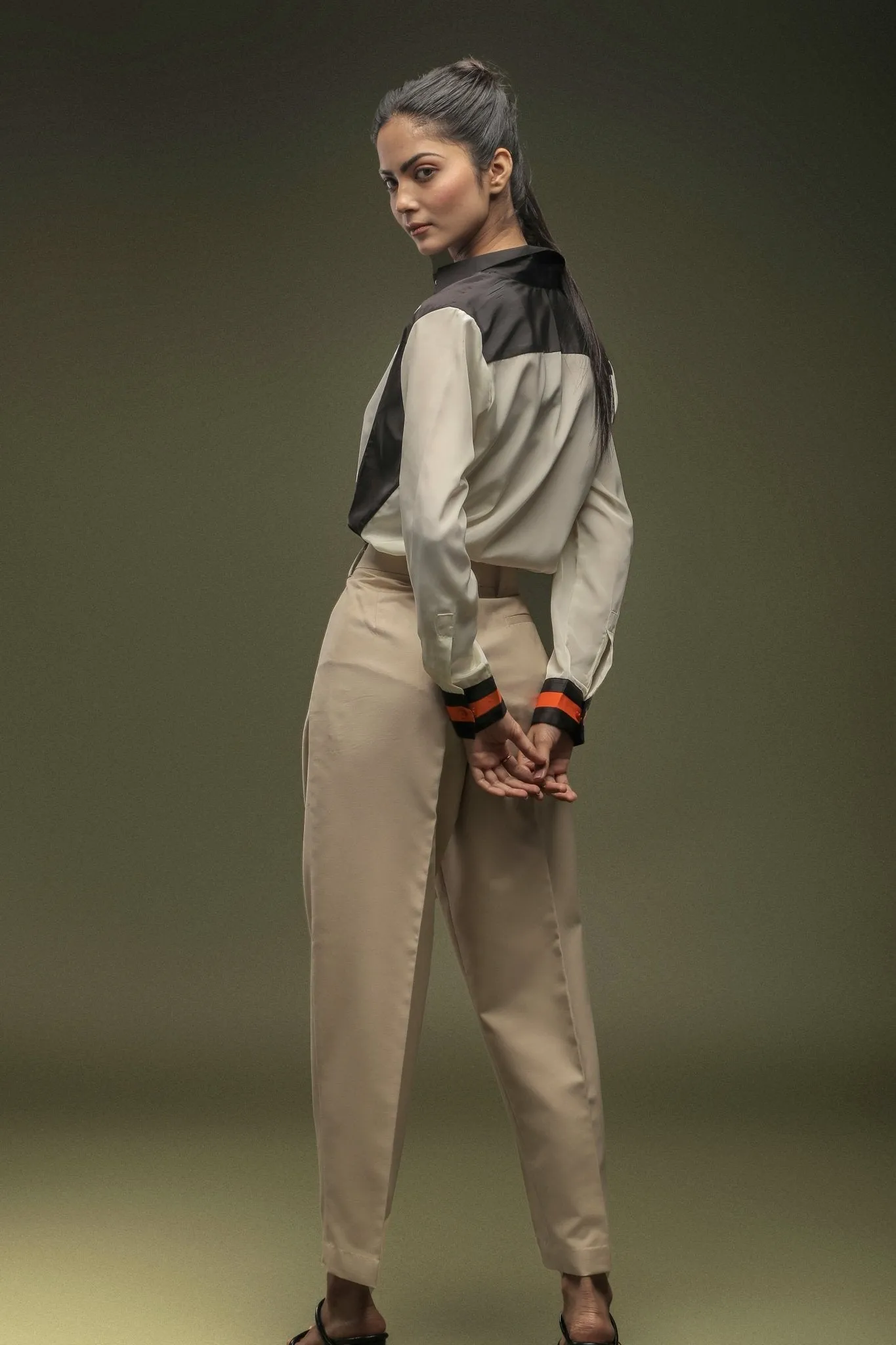 Beige High Waist Baggy Pant