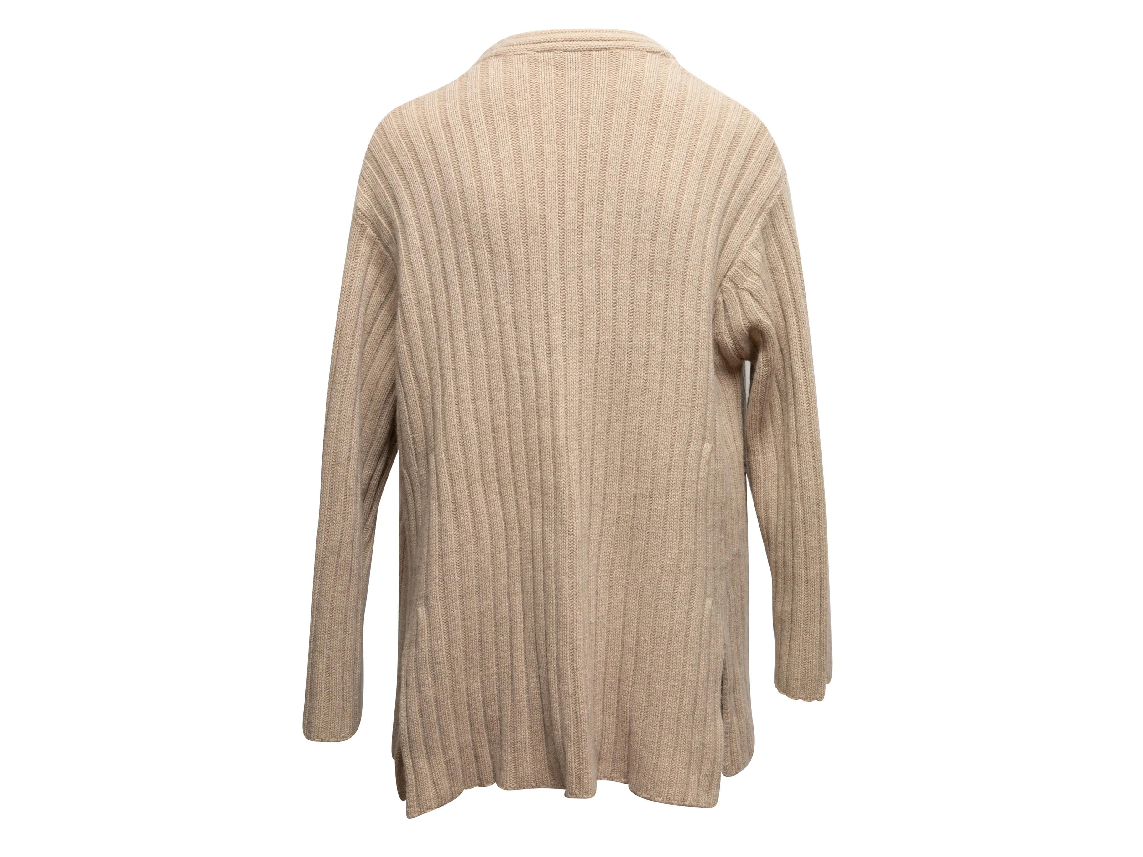 Beige Max Mara Rib Knit Cardigan Size US M