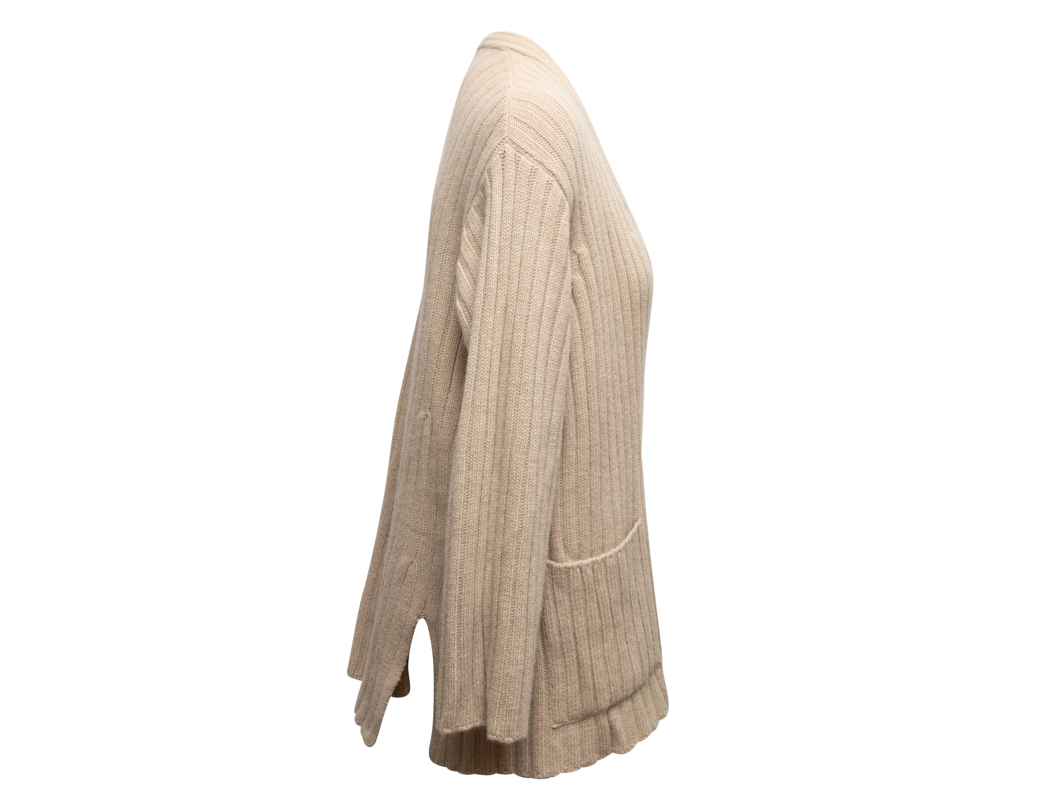 Beige Max Mara Rib Knit Cardigan Size US M