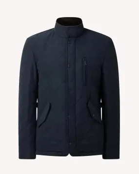 Bernard Weatherill Stand Collar Padded Jacket Navy Blue
