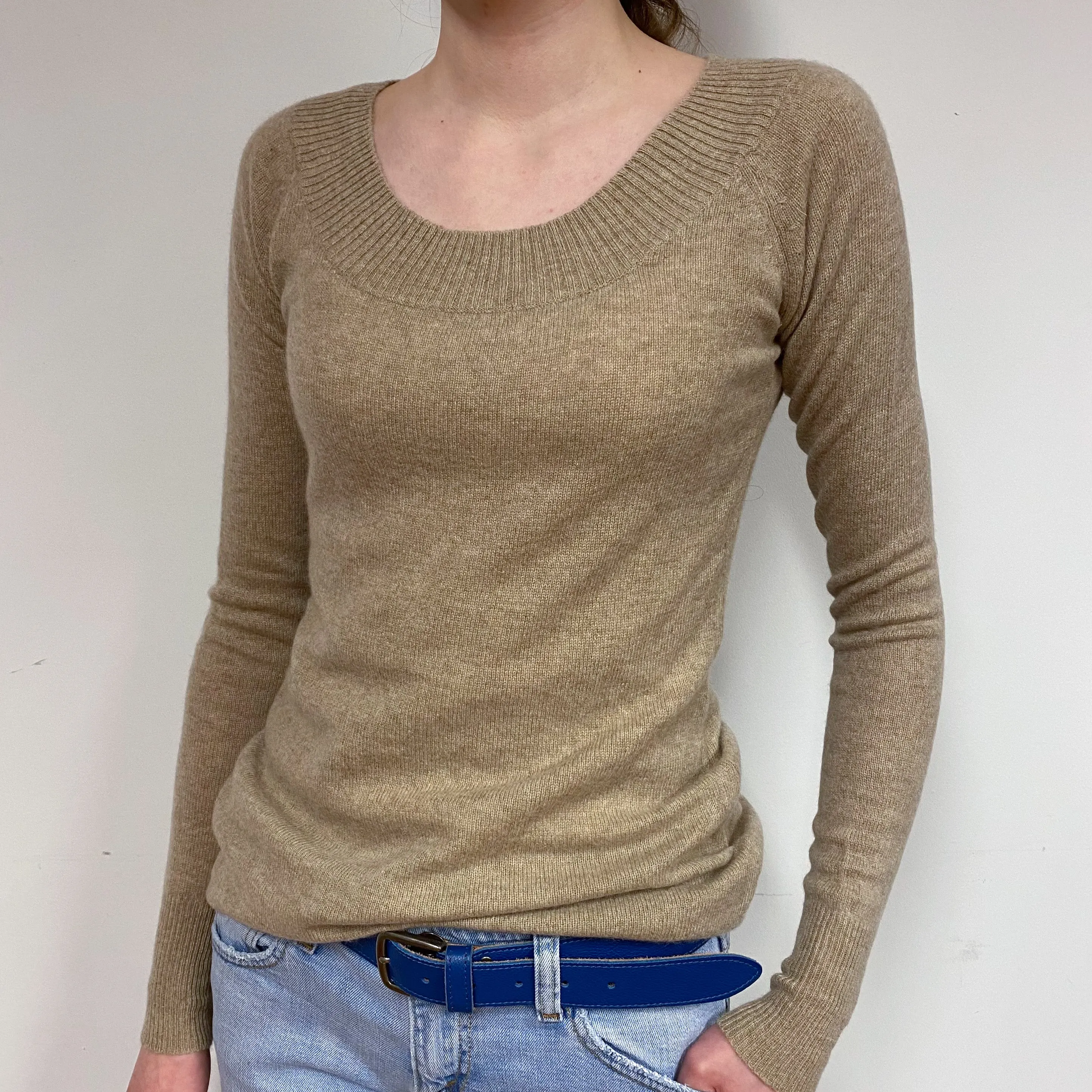 Biscuit Brown Cashmere Crew Neck Jumper Extra Small