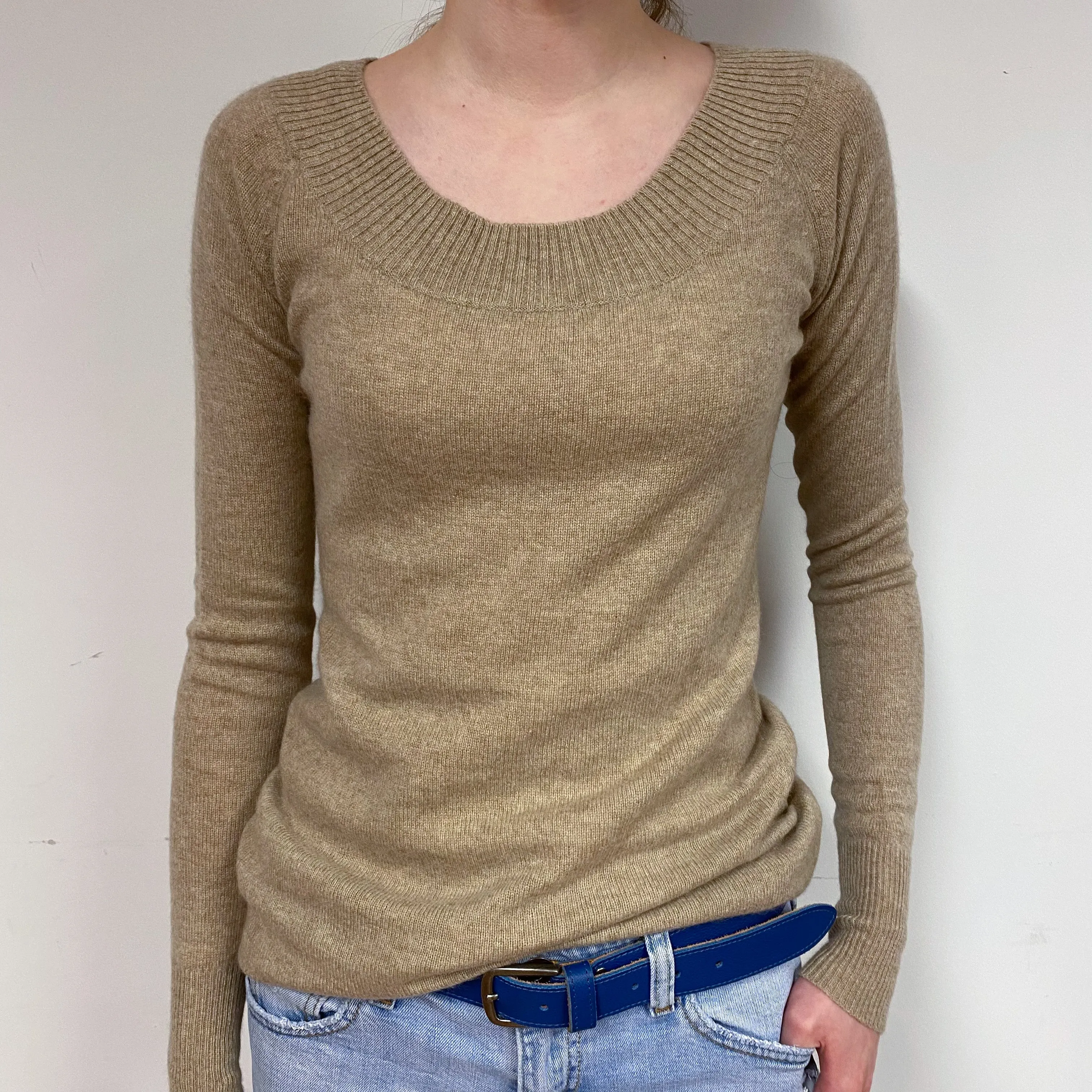 Biscuit Brown Cashmere Crew Neck Jumper Extra Small