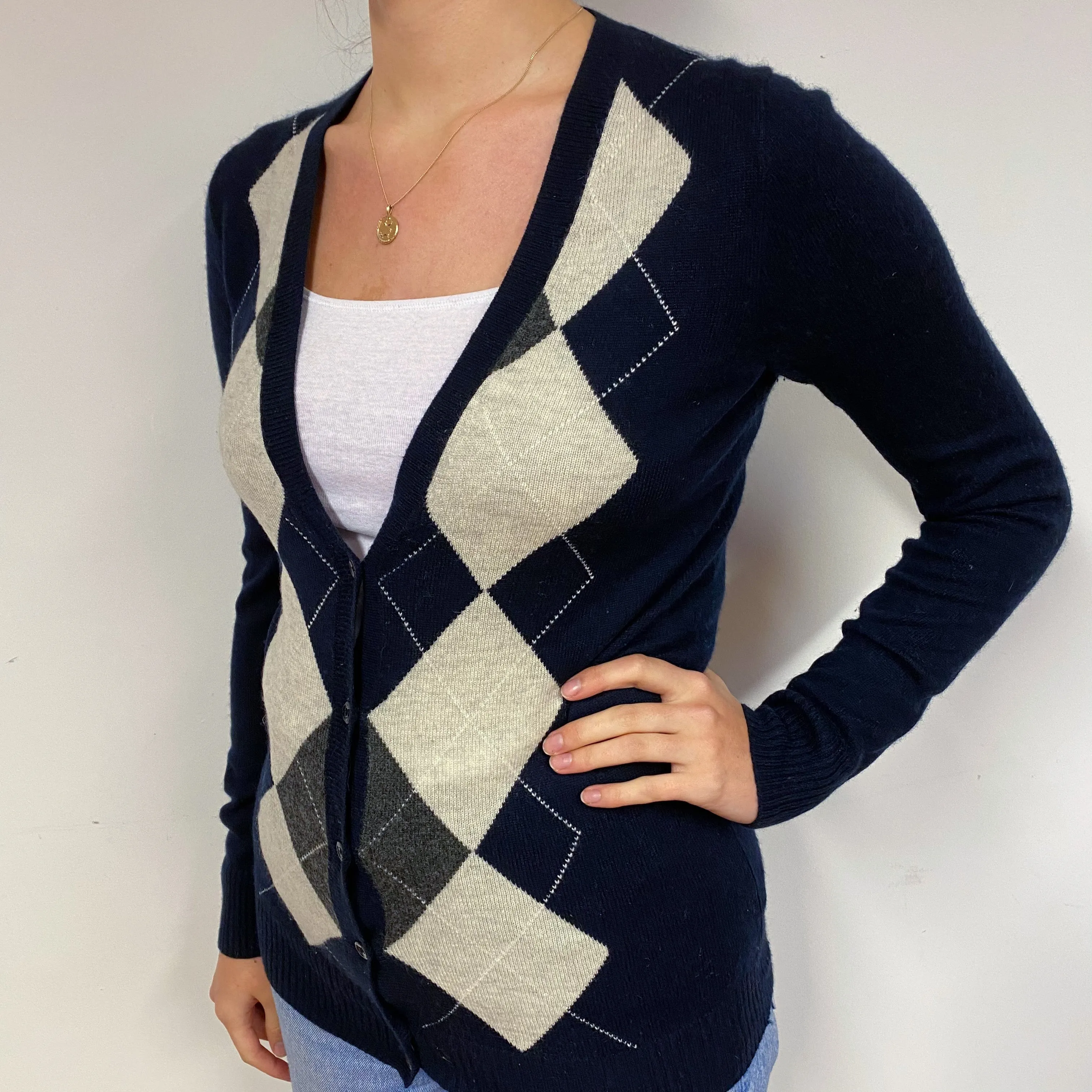 Black Diamond Cashmere V-Neck Cardigan Small
