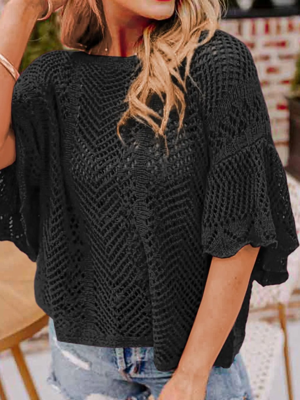 Black Knit Blouse