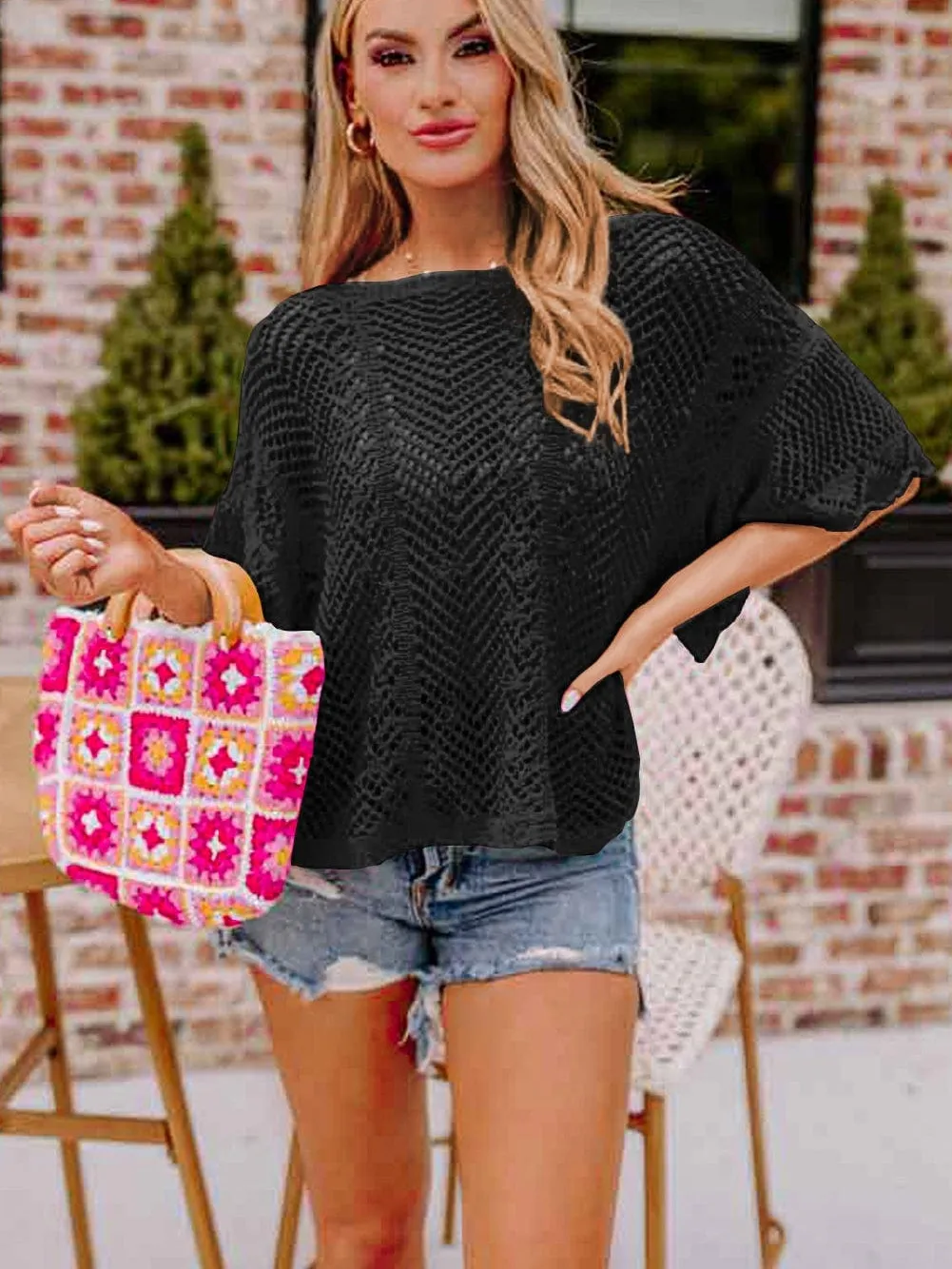 Black Knit Blouse