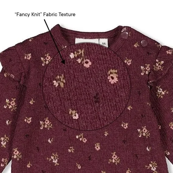 BLOOMING MEADOW - Fancy Knit Allover Print Ruffle Top