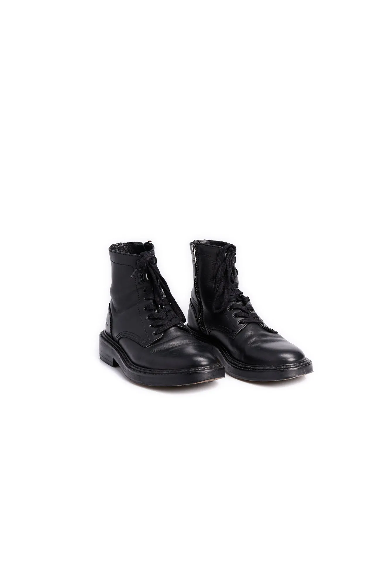 Bottines noires cuir façon rangers