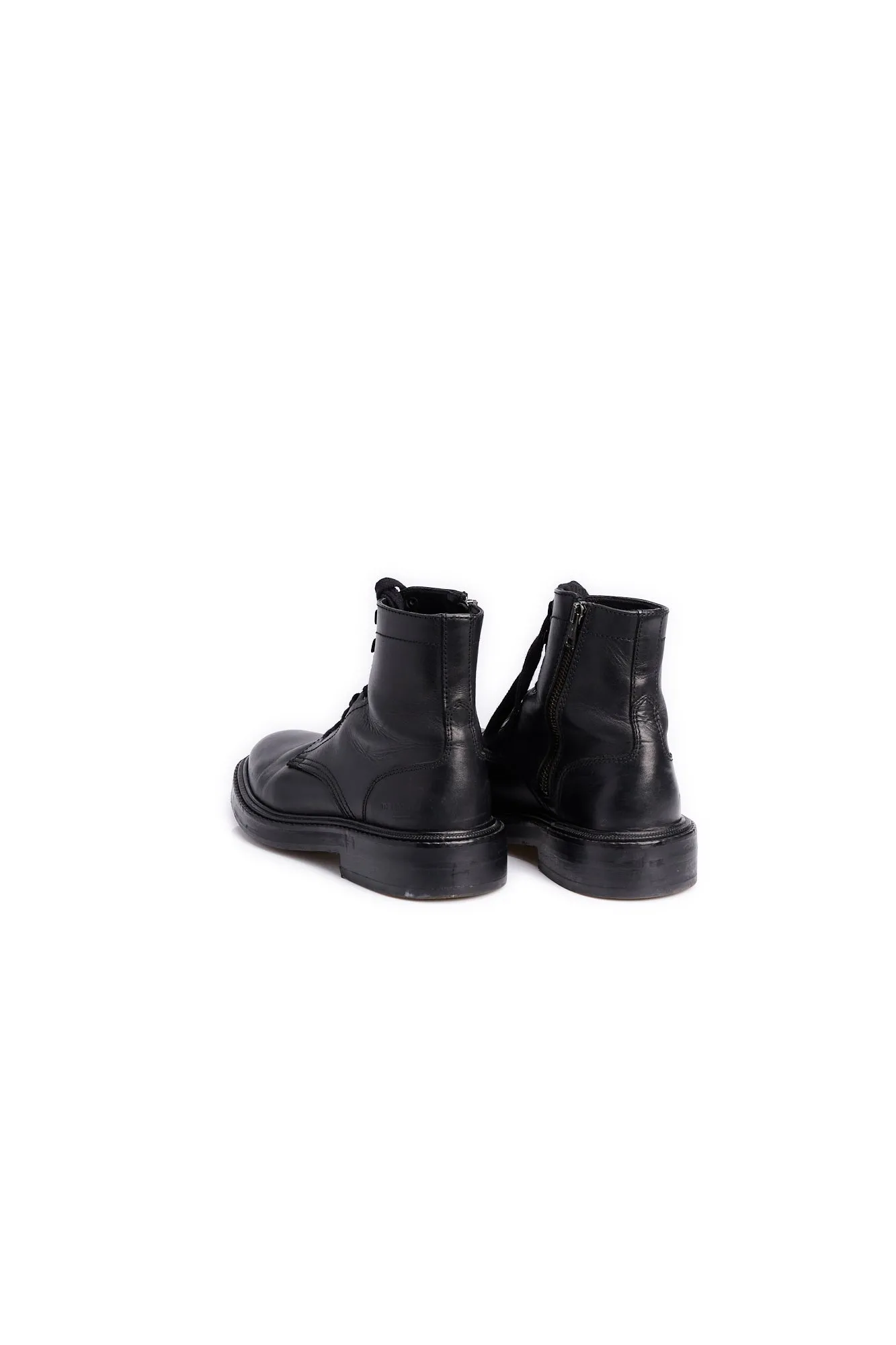 Bottines noires cuir façon rangers