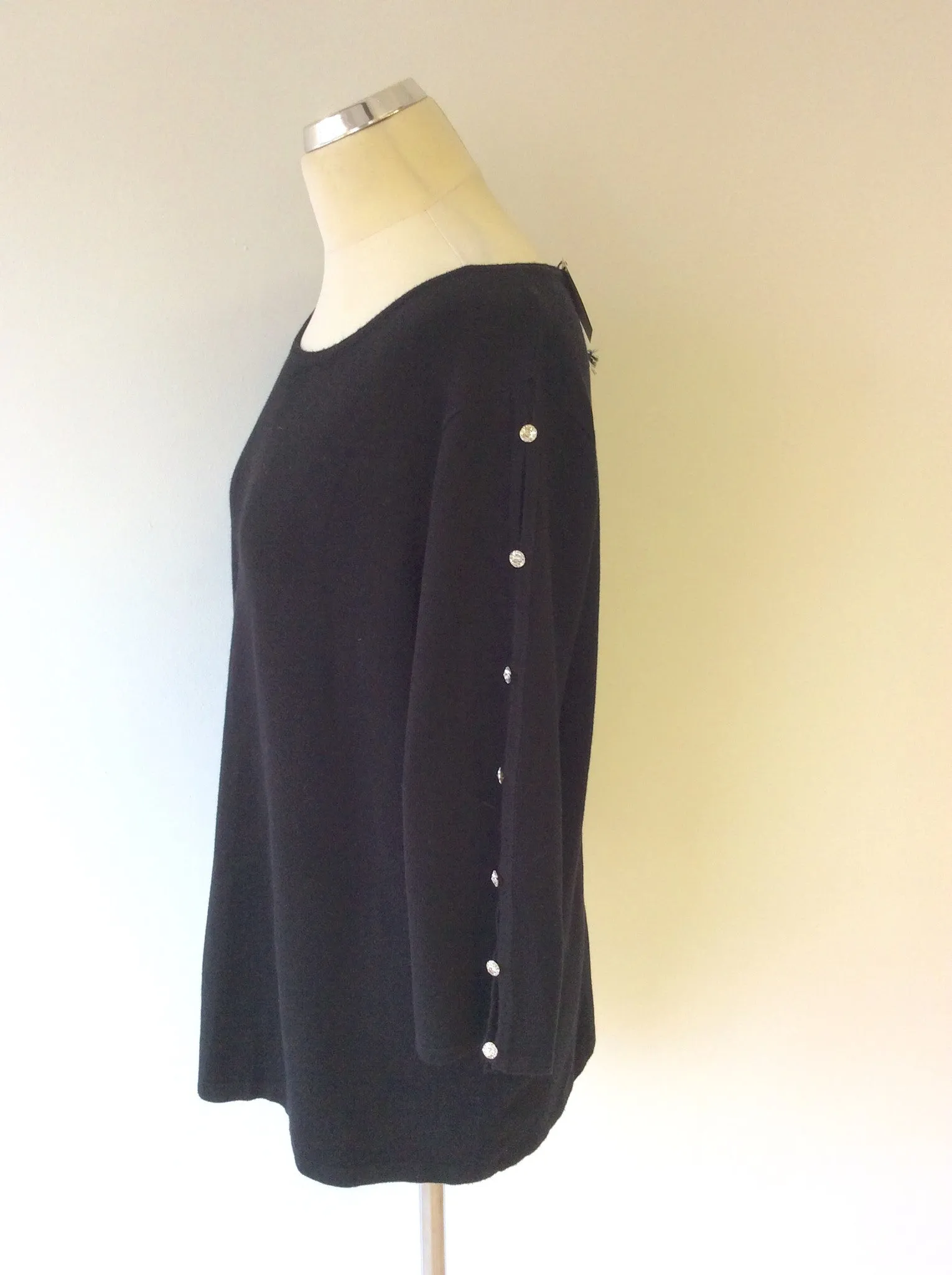 BRAND NEW PASSIONI BLACK SWAROVSKI CRYSTALS CUT OUT SLEEVE JUMPER SIZE XL