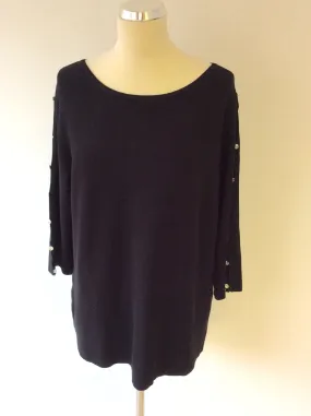 BRAND NEW PASSIONI BLACK SWAROVSKI CRYSTALS CUT OUT SLEEVE JUMPER SIZE XL