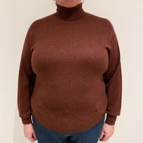 Burgundy Red Marl Cashmere Polo Neck Jumper Extra Large