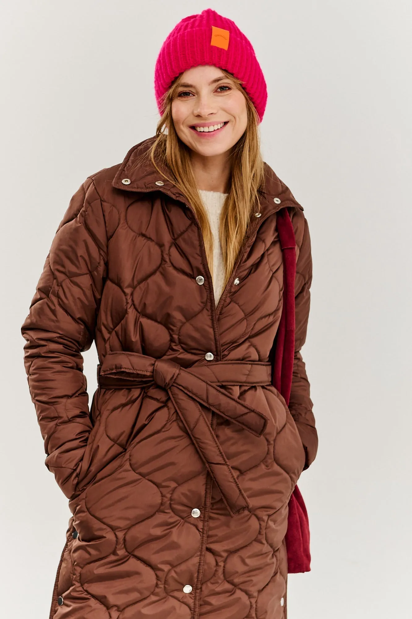 Caramel Wave Quilted Coat