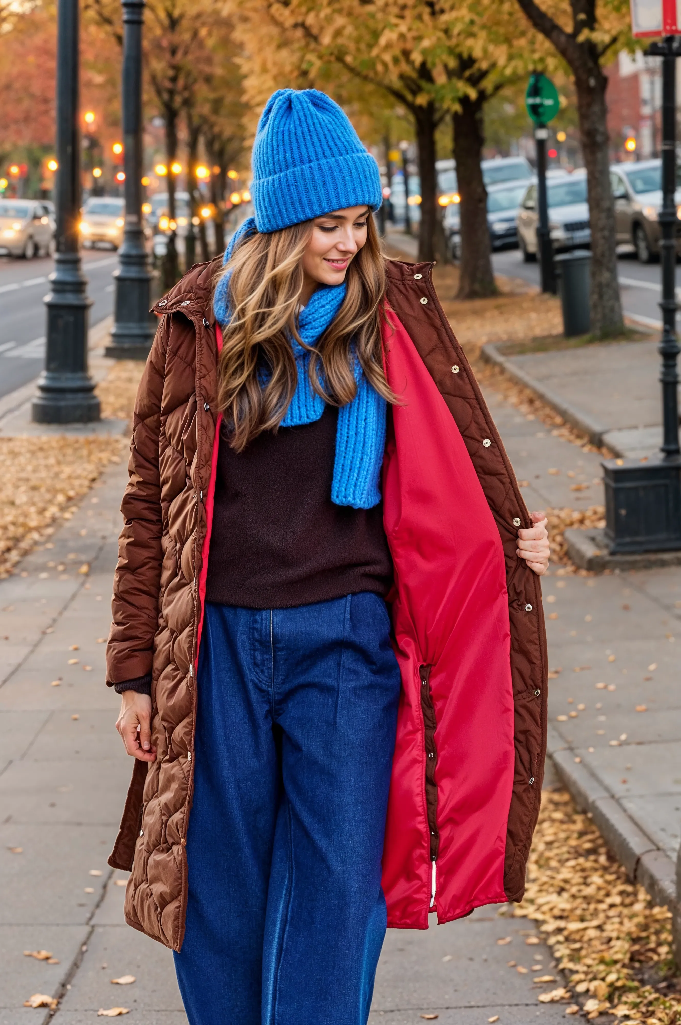 Caramel Wave Quilted Coat