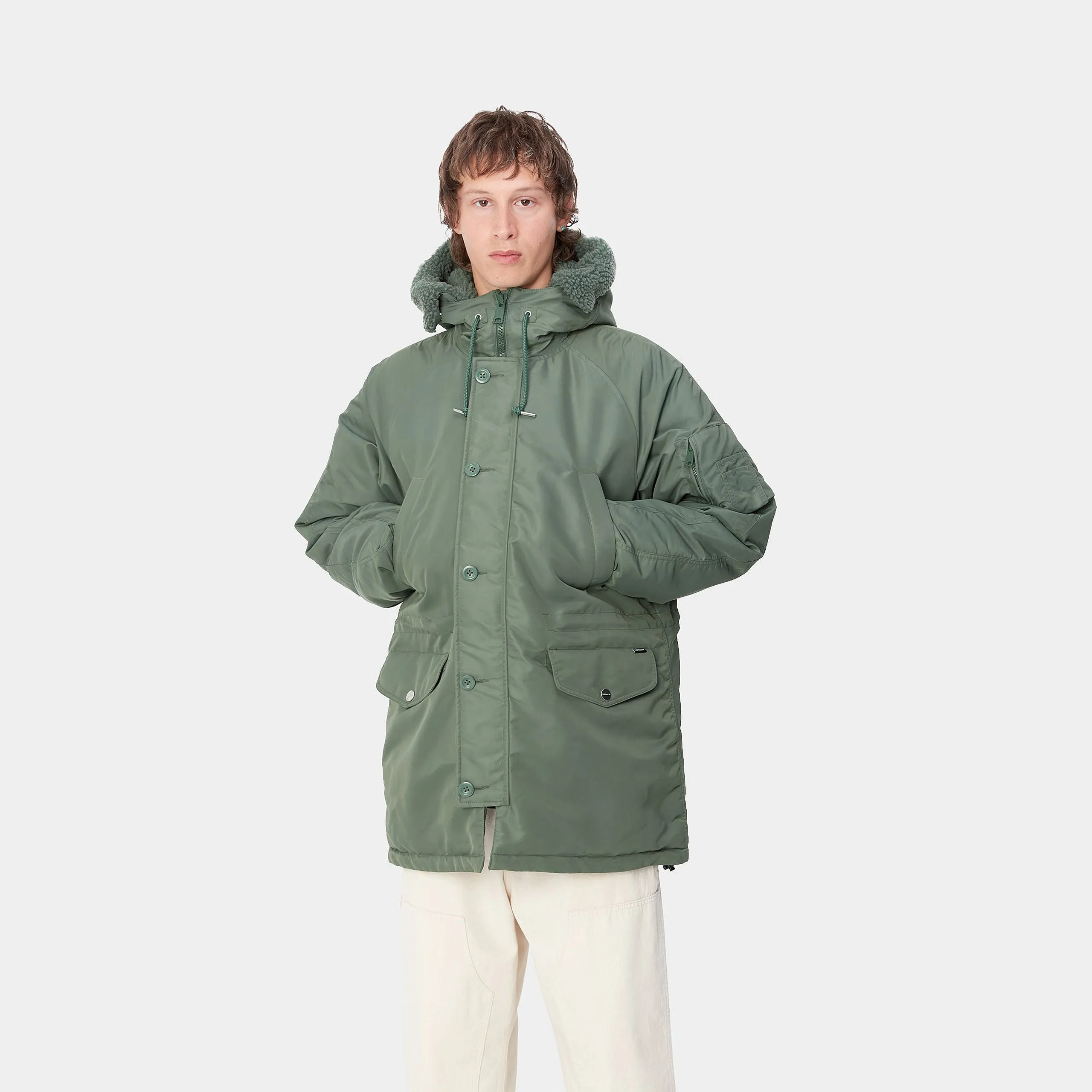 Carhartt WIP Mens Hooded Olten Parka Jacket - Duck Green
