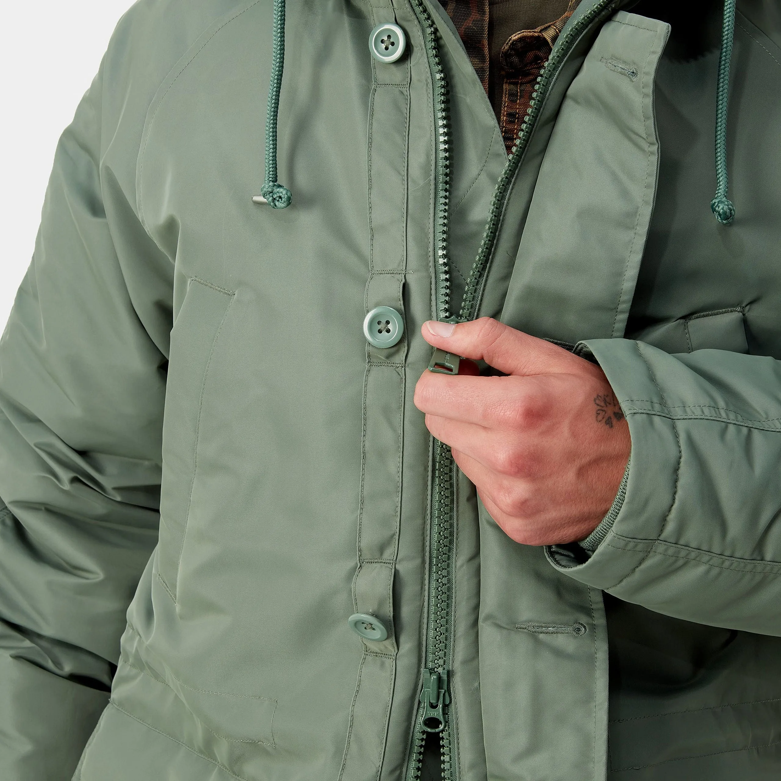 Carhartt WIP Mens Hooded Olten Parka Jacket - Duck Green