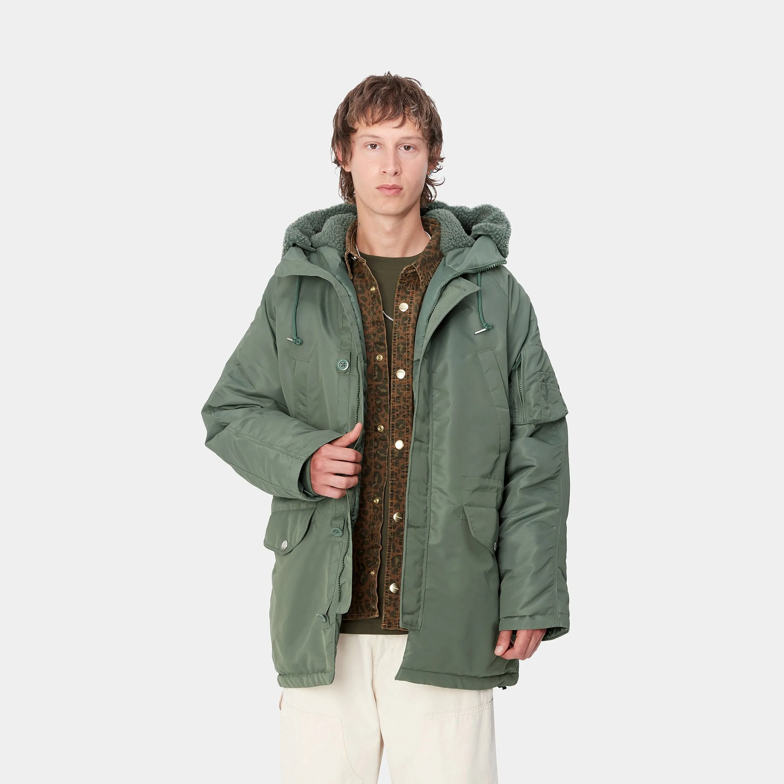 Carhartt WIP Mens Hooded Olten Parka Jacket - Duck Green