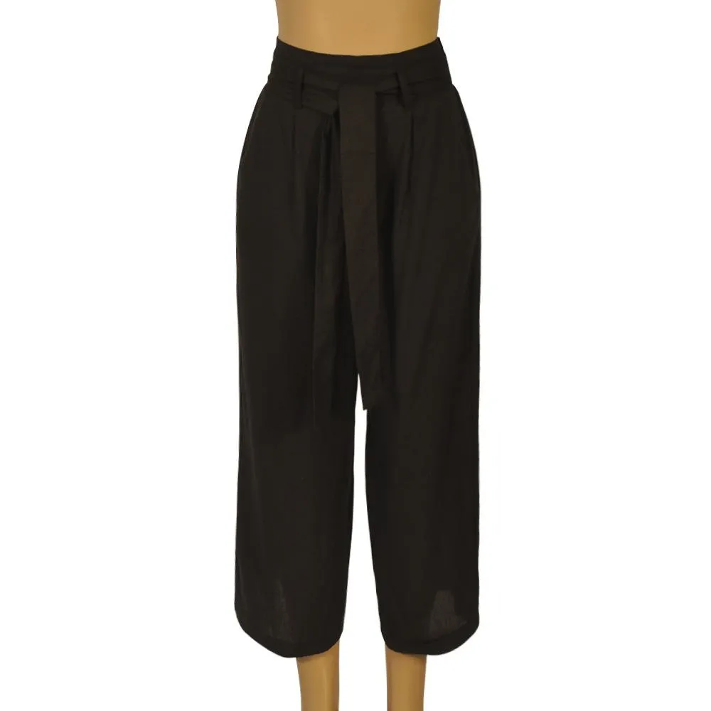 Casual Cotton Linen women high waist wide leg pants summer autumn