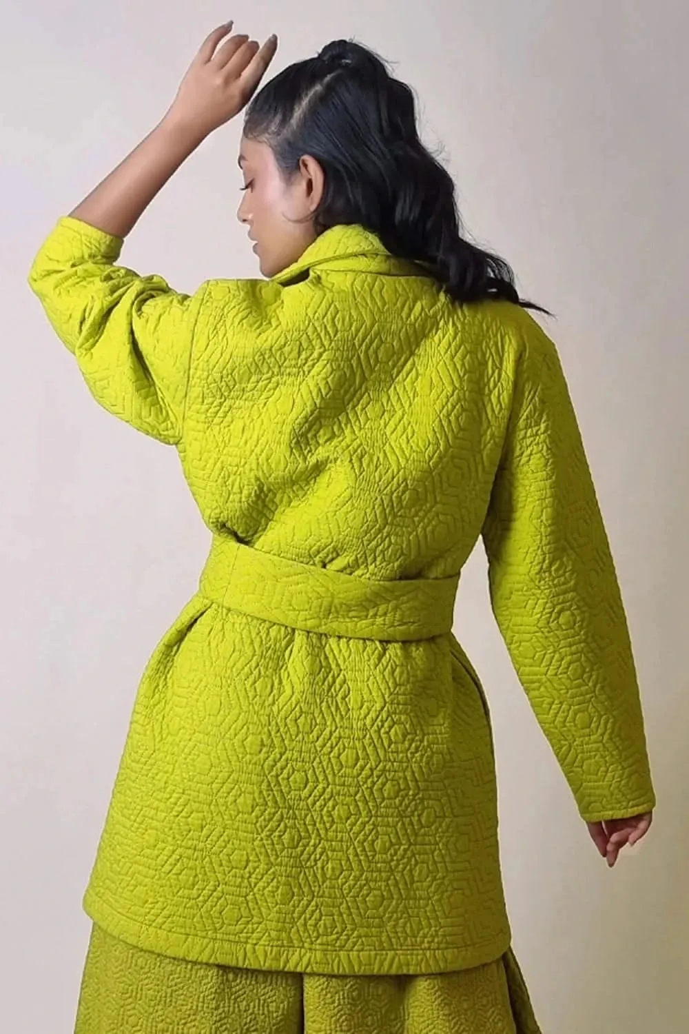 Chartreuse Long Quilted Coat Jacket