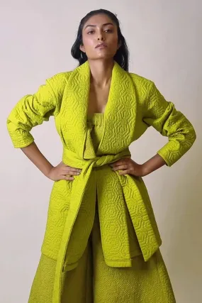 Chartreuse Long Quilted Coat Jacket