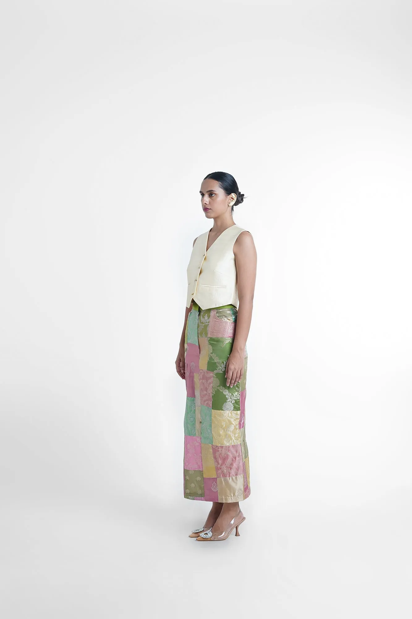 Cheri Upcycled Silk Pencil Skirt RTS