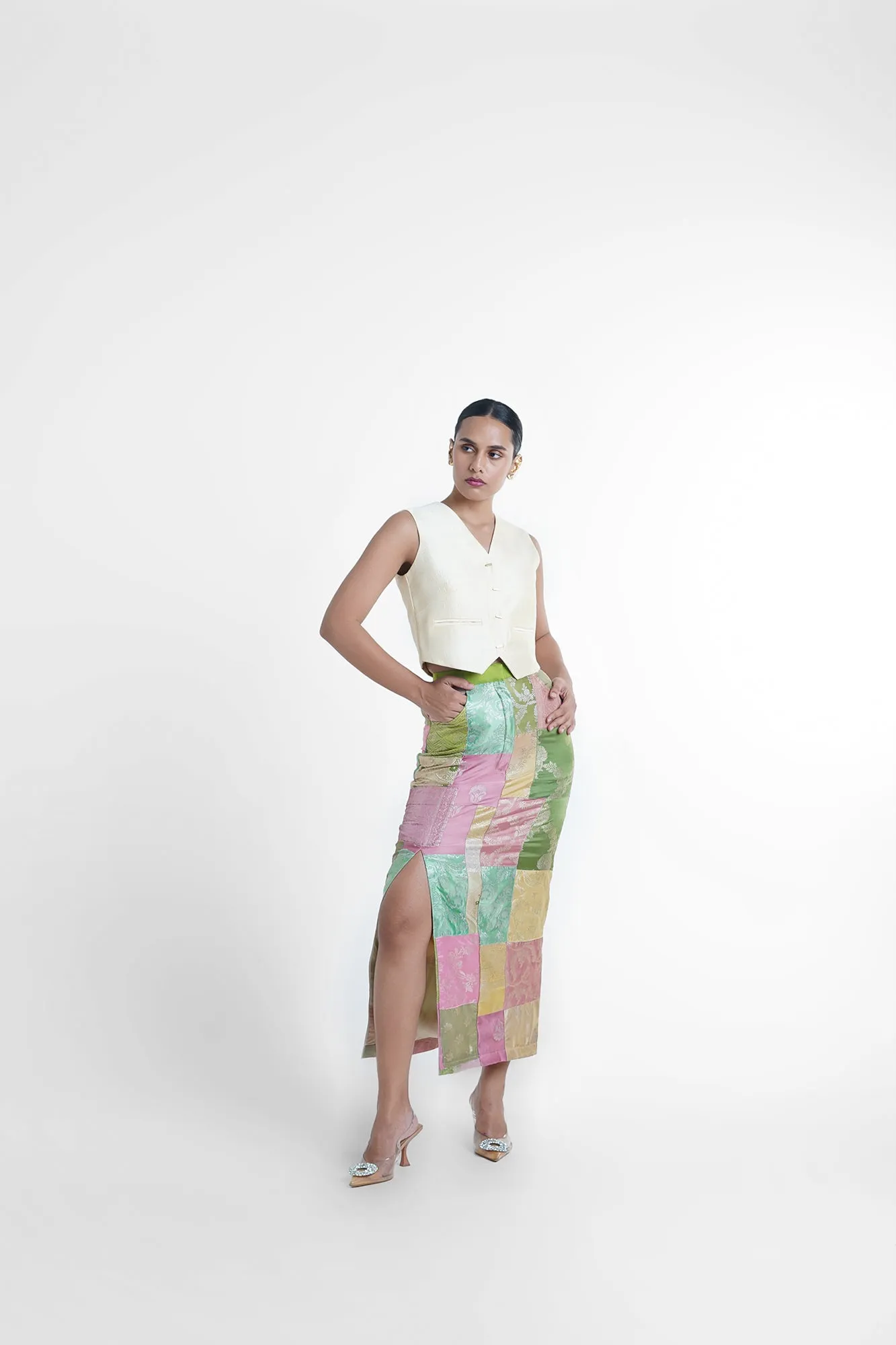 Cheri Upcycled Silk Pencil Skirt RTS