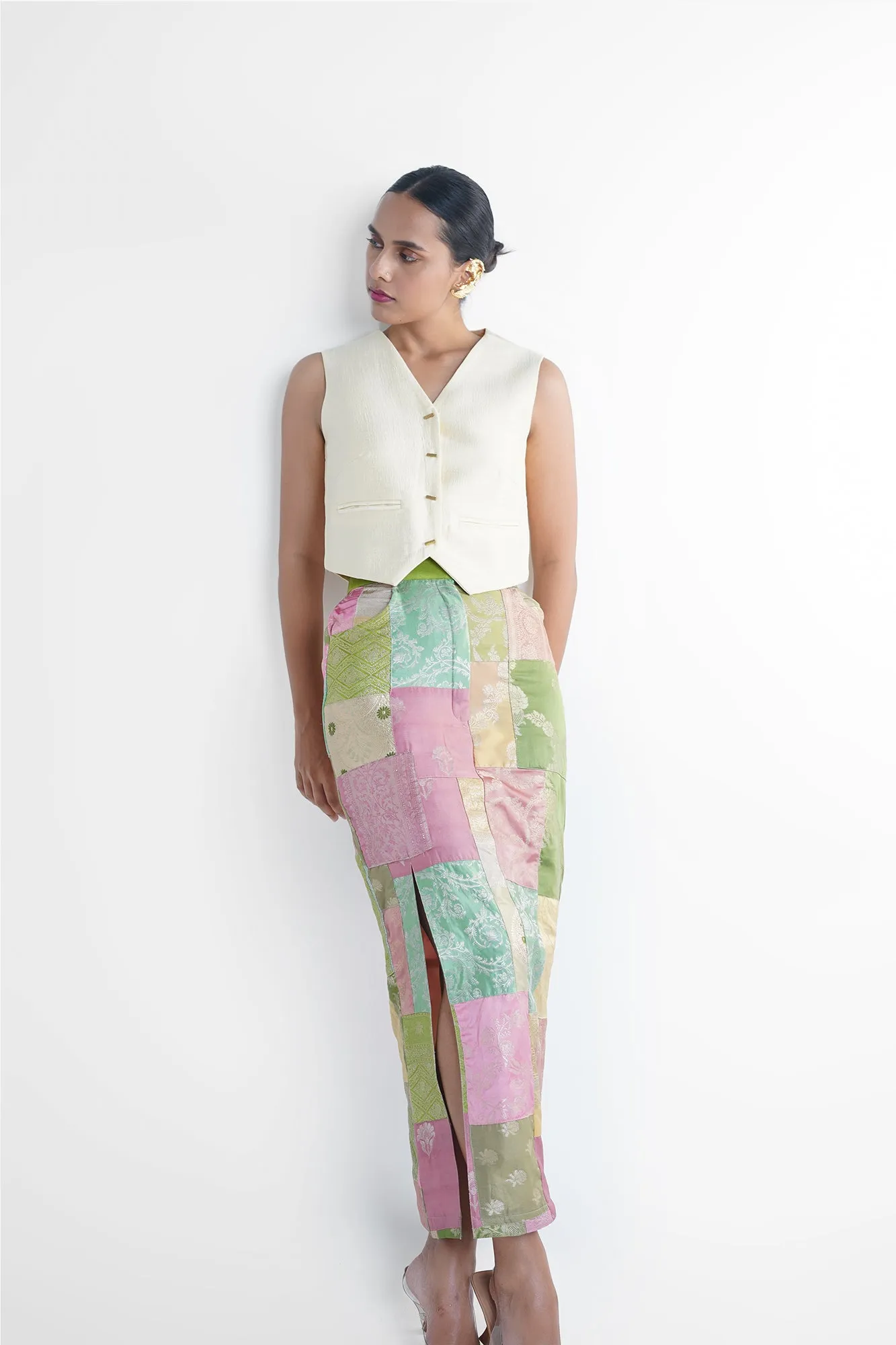 Cheri Upcycled Silk Pencil Skirt RTS