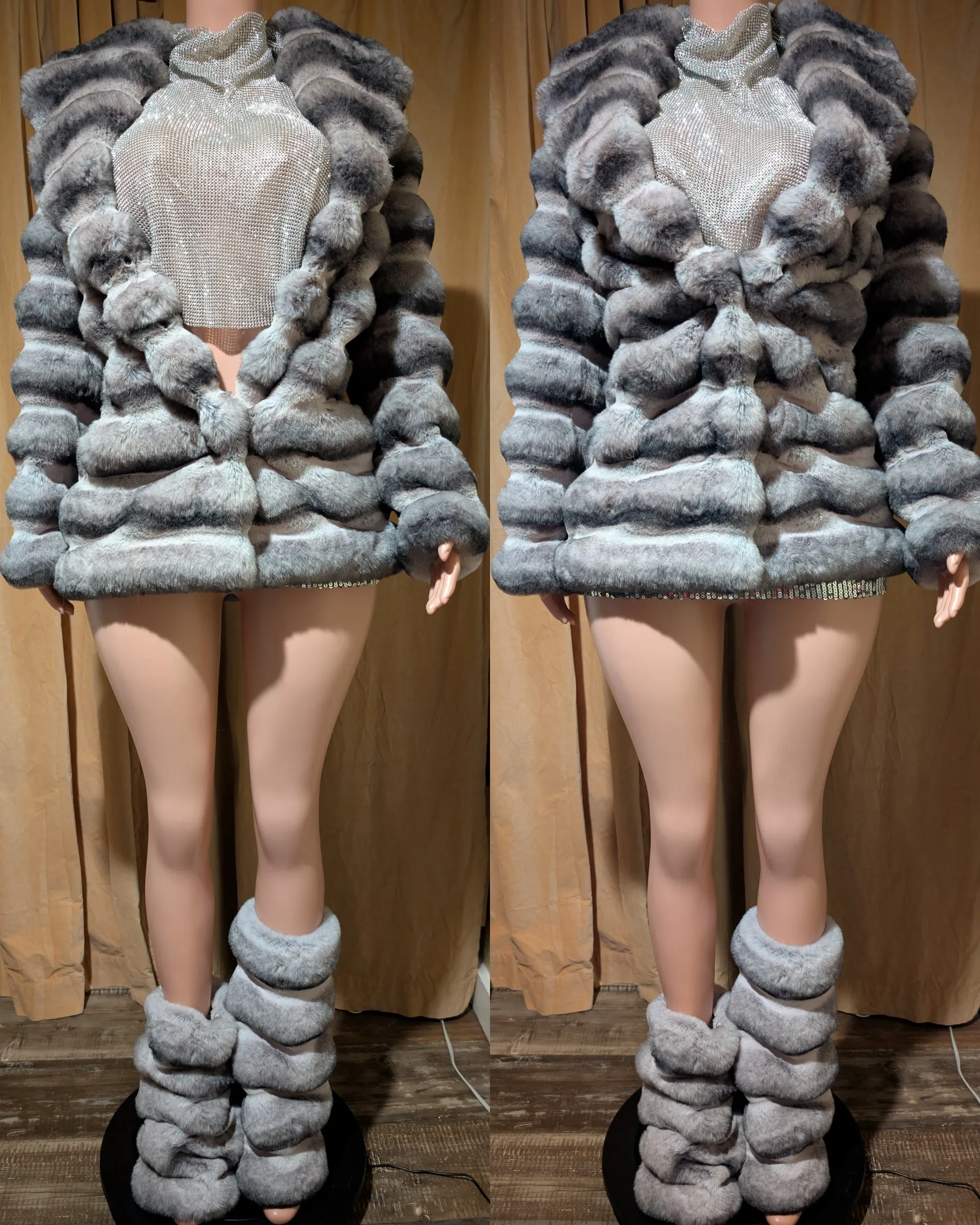 Chinchilla Faux Fluffy Waist Jacket