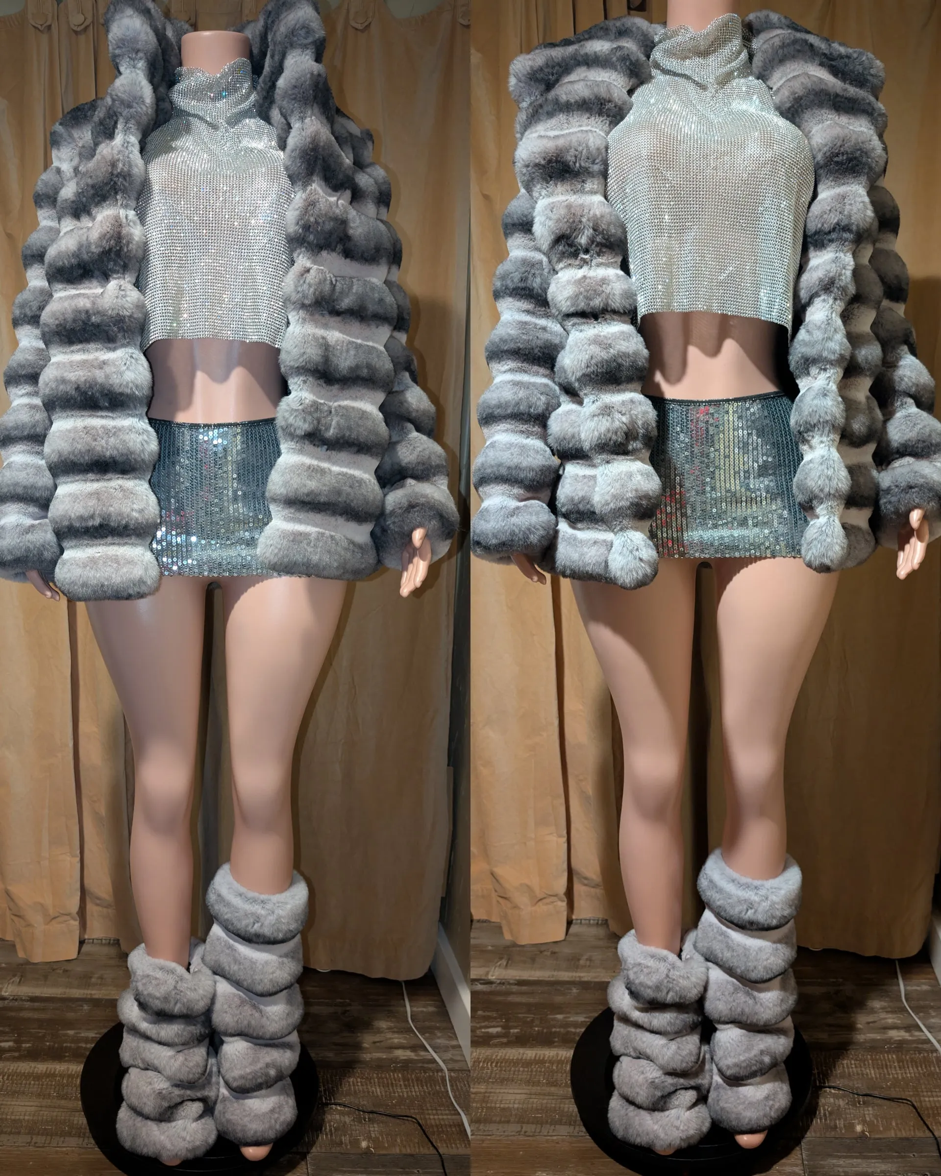 Chinchilla Faux Fluffy Waist Jacket