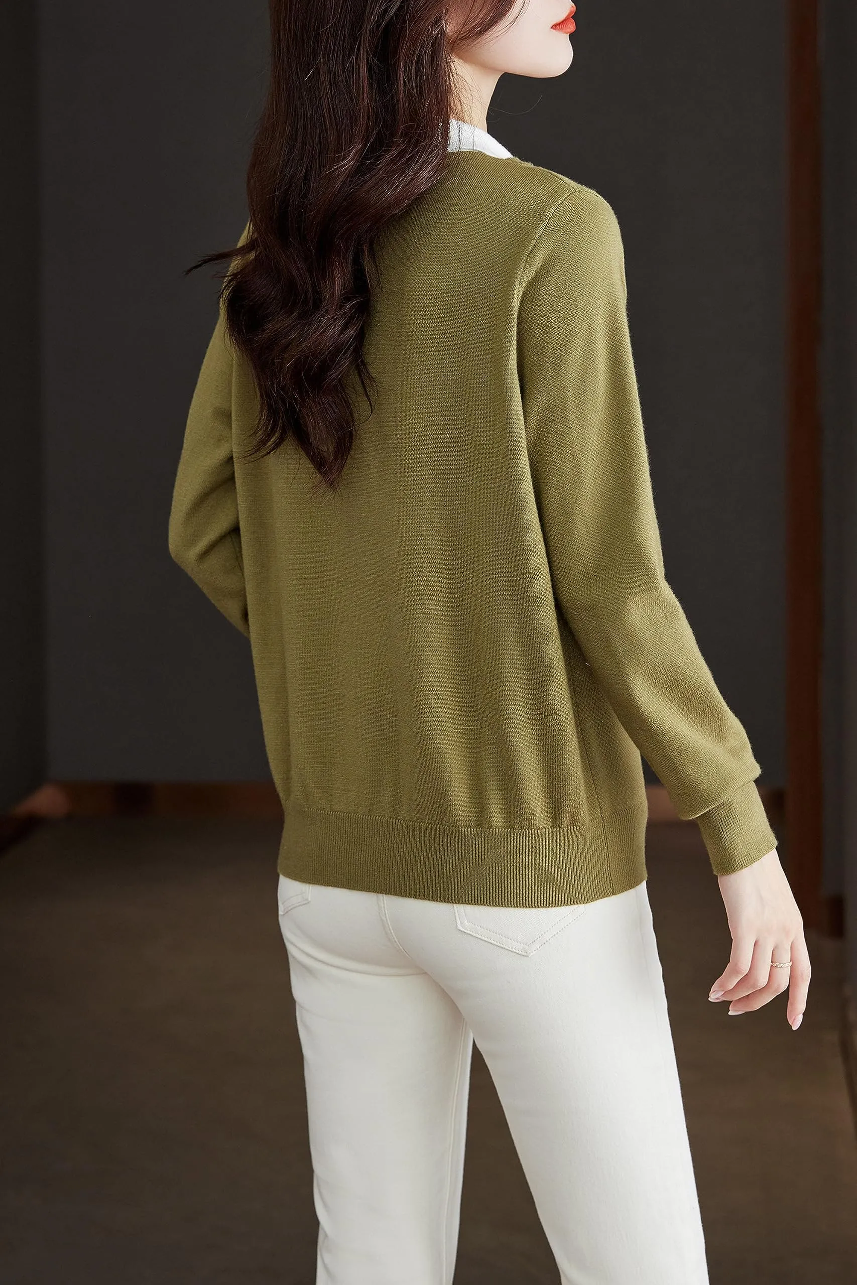 Collared Knit 2 in 1  Blouse Top